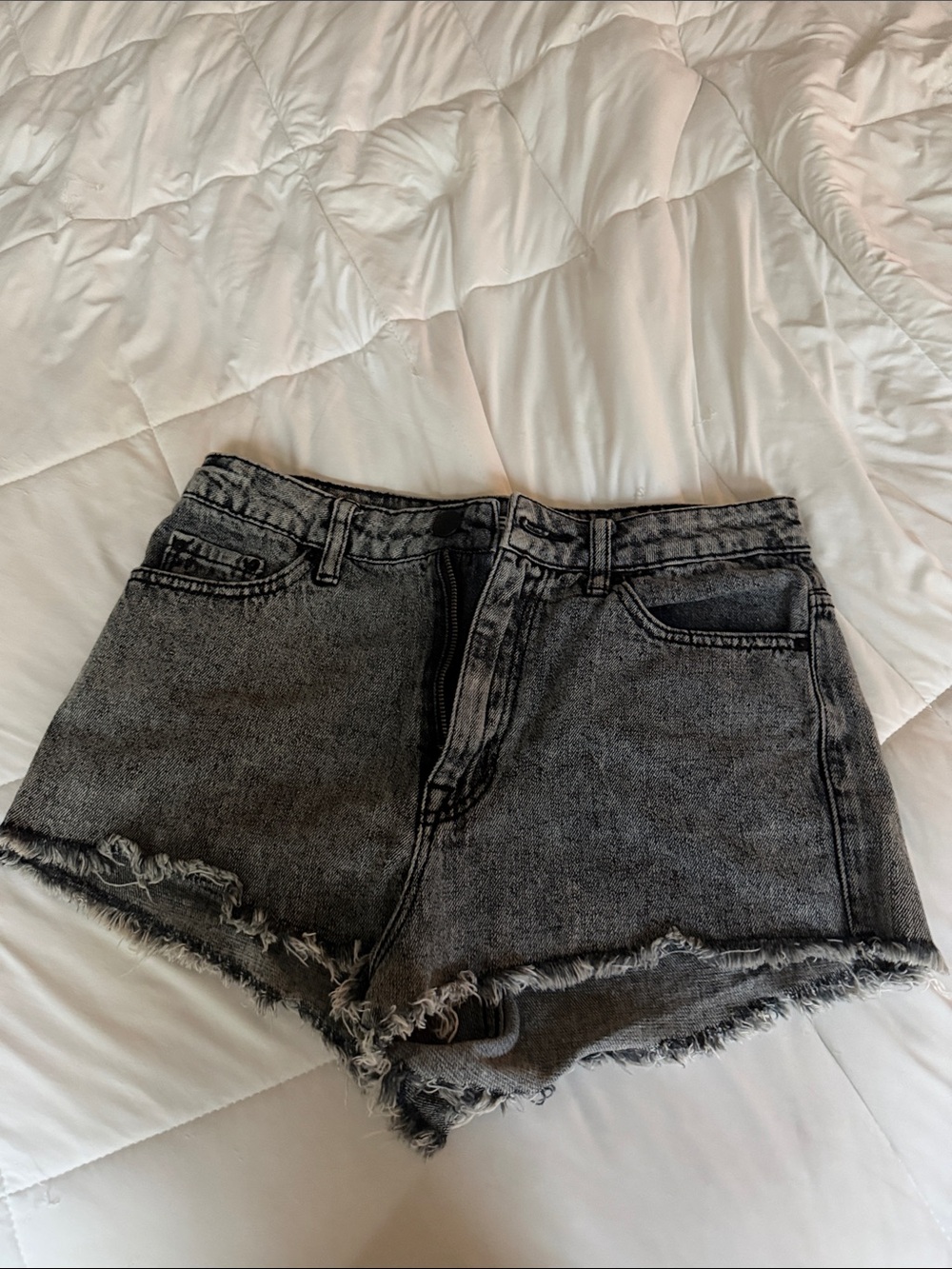 BDG Black/Grey Acid-Wash High-Rise Denim Shorts